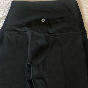 Align Lululemon black pants with velvet trim